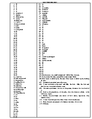 Key for the test - Grade 9